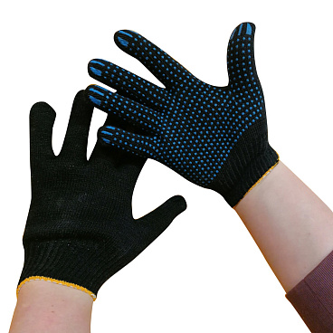 Перчатки х/б 4 нити с ПВХ покрытием черные 10 (XL)
