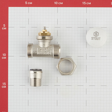 Клапан термостатический Stout 1/2 ВР(г) х 3/4 НР(ш) для радиатора под евроконус (SVT-0001-100015)