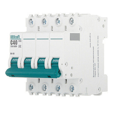 Автоматический выключатель модульный Dekraft BA-101 4Р 40А тип C 4,5 кА 230/400 В (11094DEK)