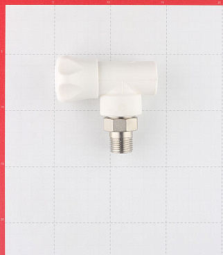 Клапан полипропиленовый Valtec 20 мм х 1/2 НР(ш) для радиатора с американкой угловой (VTp.718.V.02004)