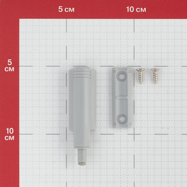 Амортизатор мебельный (демпфер) газовый для плавного закрывания двери серый врезной/внешний