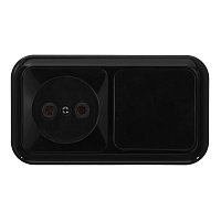 Блок выключатель и розетка Svet одноклавишный накладной черный (EV0362-5141)