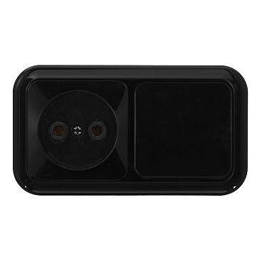 Блок выключатель и розетка Svet одноклавишный накладной черный (EV0362-5141)