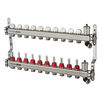 Коллекторная группа с расходомерами Tiemme 1 ВР(г) х 10 выходов 3/4 НР(ш) ЕК х 1 ВР(г)