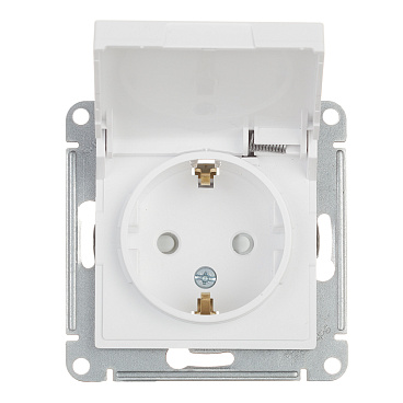 Розетка Systeme Electric AtlasDesign встраиваемая белая со шторками с крышкой (ATN000146)