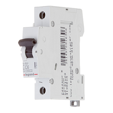 Автоматический выключатель модульный Legrand RX3 1P 6А тип C 4,5 кА 230/400 В (419661)