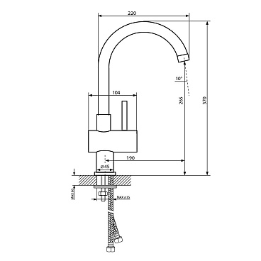 Смеситель для кухни Lavelly Smart хром с высоким изливом однорычажный (624593)