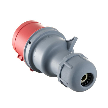 Вилка силовая прямая переносная Dekraft ВП-103 с заземлением 3P+N+PE 3 фазы 32 А 380 В IP44 красная (26105DEK)