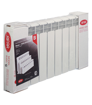 Радиатор биметаллический Rifar Base 350 мм 10 секций 1" боковое подключение белый