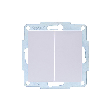 Выключатель Lezard Vesna двухклавишный встраиваемый белый (742-0288-101)