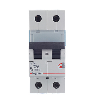 Автоматический выключатель модульный Legrand TX3 2P 25А тип C 6 кА 230/400 В (404044)