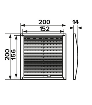 Решетка вентиляционная пластиковая приточно-вытяжная Era РРП 200х200 мм регулируемая белая
