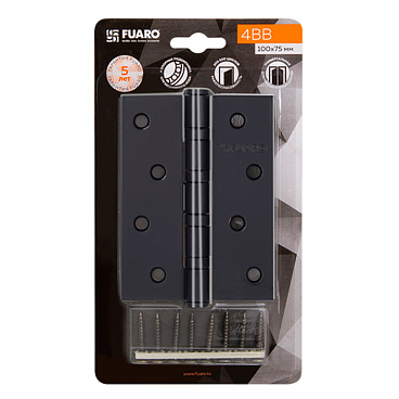 Петля Fuaro карточная универсальная неразъемная 100х75 мм черный матовый