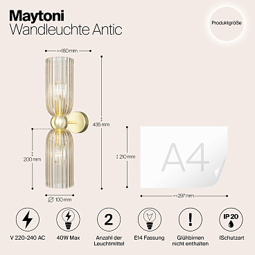 Настенный светильник (бра) Maytoni MOD302WL-02CG