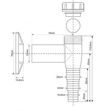 Сифон для стиральной машины McAlpine 32 мм хром (WMV-32CP)