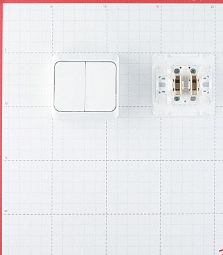 Выключатель Systeme Electric Этюд двухклавишный накладной белый (BA10-002B)