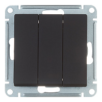 Выключатель Systeme Electric AtlasDesign трехклавишный встраиваемый карбон (ATN001031)