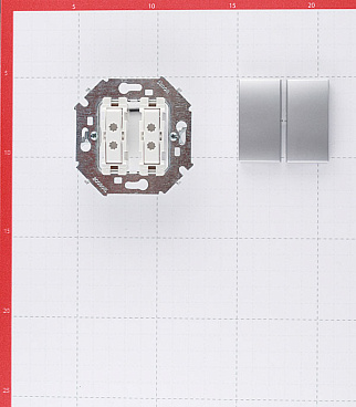 Выключатель Simon 15 двухклавишный встраиваемый алюминий (1591398-033)