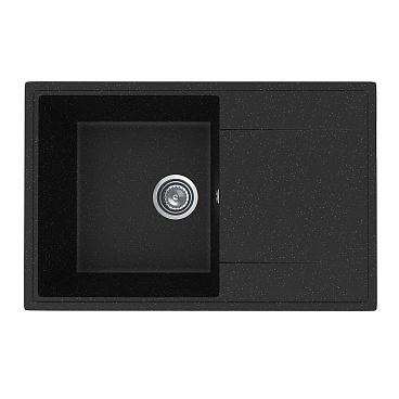 Мойка для кухни Ulgran Practik 74х48х19 см врезная с крылом искусственный камень черный оникс