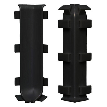 Угол внутренний 80 мм черный для алюминиевого плинтуса (2 шт.)