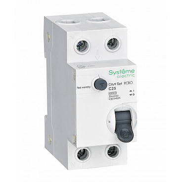 Автомат дифференциальный Systeme Electric City9 Set АВДТ 25А 1P+N тип AC 30 мА 4,5 кА (C9D34625)