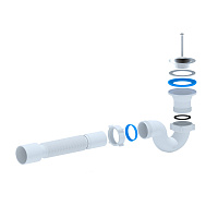 Сифон для душевого поддона АНИ пласт 1 1/2х40 мм проточный слив d50 мм с выпуском d70 мм с соединением 40/50 мм (E115)