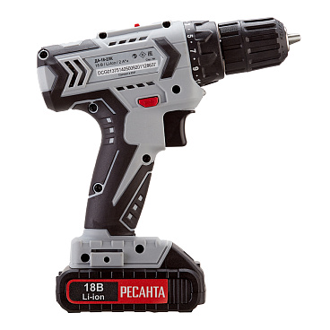 Дрель-шуруповерт аккумуляторная Ресанта ДА-18-2ЛК 18 В 2 Ач Li-Ion 2 АКБ и ЗУ (75/14/5)