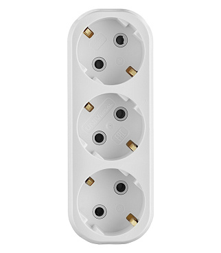 Разветвитель 3 розетки UNIVersal 16 А 230 В 3,5 кВт белый (А303)