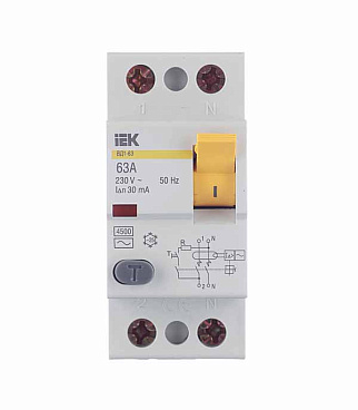 УЗО IEK Karat ВД1-63 63А 1P+N тип AC 30 мА 4,5 кА (MDV10-2-063-030)