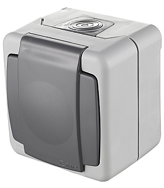 Розетка Makel накладная серая с крышкой (36064099)