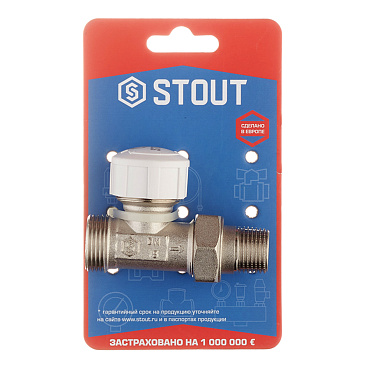 Клапан термостатический Stout 1/2 ВР(г) х 3/4 НР(ш) для радиатора под евроконус (SVT-0001-100015)