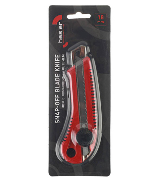 Нож строительный Hesler 18 мм с сегментированным лезвием пластиковый корпус с винтовым фиксатором