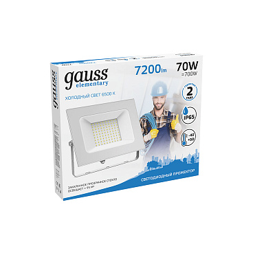 Прожектор светодиодный Gauss Elementary ДО-70 6500К 70 Вт IP65 белый (613120370)