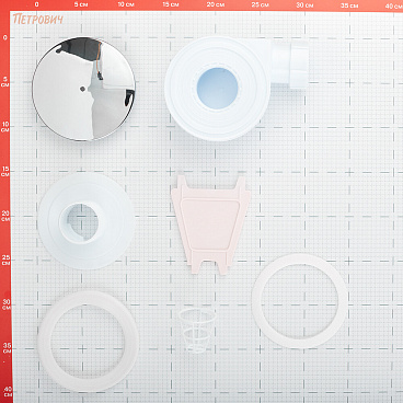 Сифон для душевого поддона АНИ пласт плоский слив d40 мм с декоративной крышкой d115 мм (E350C)