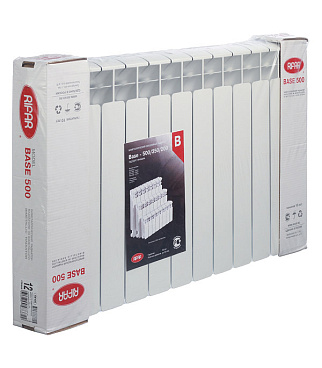Радиатор биметаллический Rifar Base Ventil 500 мм 12 секций 3/4 нижнее правое подключение белый