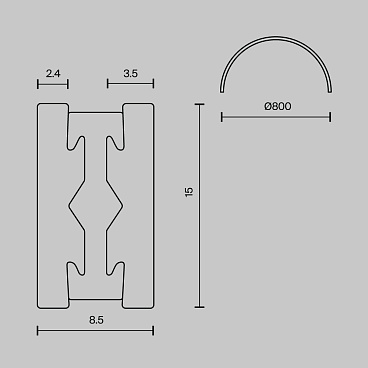Шинопровод накладной/подвесной Technical TRX154-SR-D800-PT
