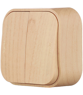 Выключатель Legrand Quteo двухклавишный накладной дерево (782262)