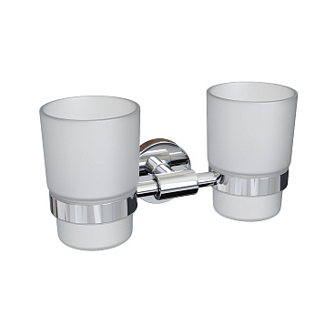 Стакан для ванной Fora Lord с держателем двойной стекло прозрачный/ металл хром (FOR-LORD039CR)
