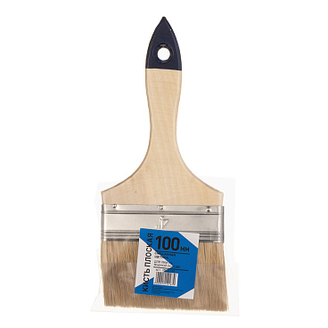 Кисть плоская смешанная щетина деревянная ручка 100х12 мм для красок и антисептиков на водной основе