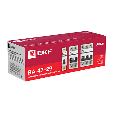 Автоматический выключатель модульный EKF Basic ВА 47-29 3P 63А тип C 4,5 кА 400 В (mcb4729-3-63C)