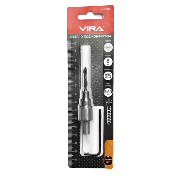 Сверло по дереву Vira 4,2х75 мм конфирмат для мебельной стяжки 6х50 мм с зенкером (552480)