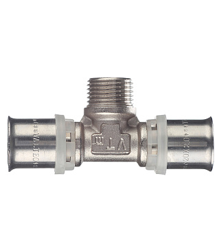 Тройник VALTEC (VTm.233.N.200420) 20(пресс) х 1/2 НР(ш) х 20(пресс)