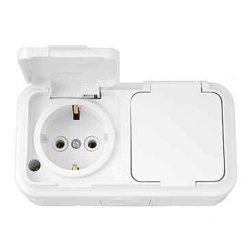 Розетка Svet накладная белая с крышкой (EV 0366-6620)