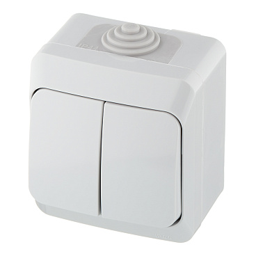 Выключатель Systeme Electric Этюд двухклавишный накладной серый (BA10-042C)