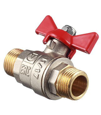 Кран шаровой латунный Valtec Base 1/2 НР(ш) х 1/2 НР(ш) бабочка прямой (VT.219.N.04)