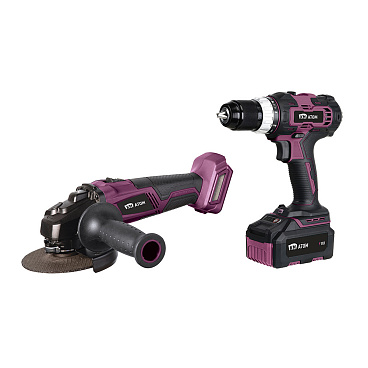 Набор аккумуляторного инструмента КМ АТОМ шуруповерт (CD-181) и УШМ (CAG-181/125BL) с АКБ и ЗУ