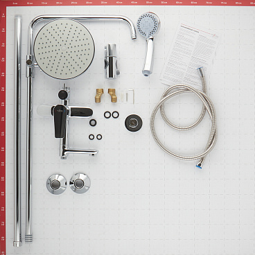 Душевая система Rossinka S с верхним душем с лейкой со смесителем хром (S35-46)