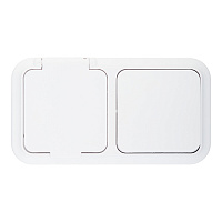 Блок выключатель и розетка Svet одноклавишный накладной белый (EV 0367-6120)