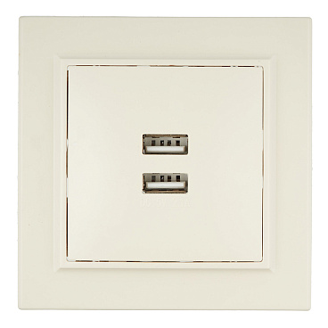 Розетка USB EKF Минск встраиваемая бежевая 2хUSB-А (ERR-2USB-200)