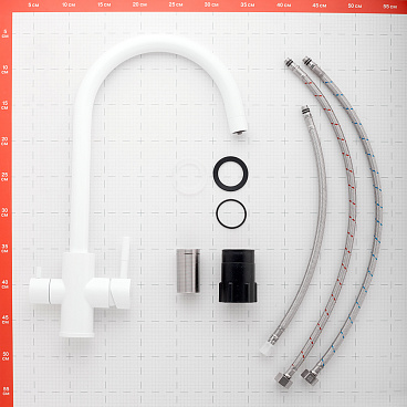 Смеситель для кухни Corsa Deco Pride белый с высоким изливом с подключением к фильтру однорычажный (966381)